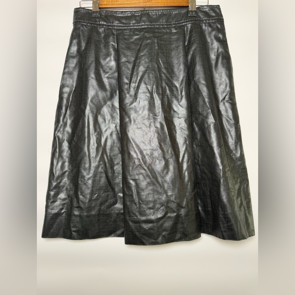 Tory Burch Black Coated Skirt A Line Leather Look Minimalist Chic-Size 8 - Picture 4 of 9